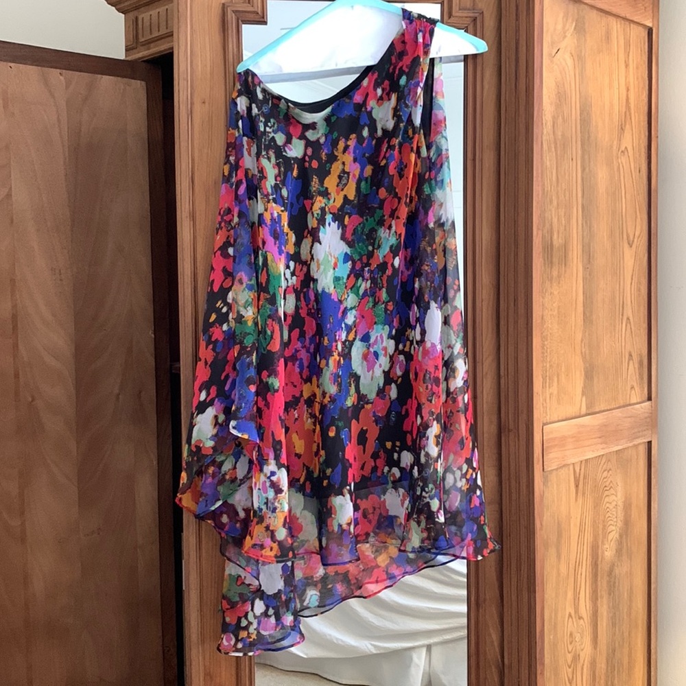 One shoulder high low flowy floral stunner